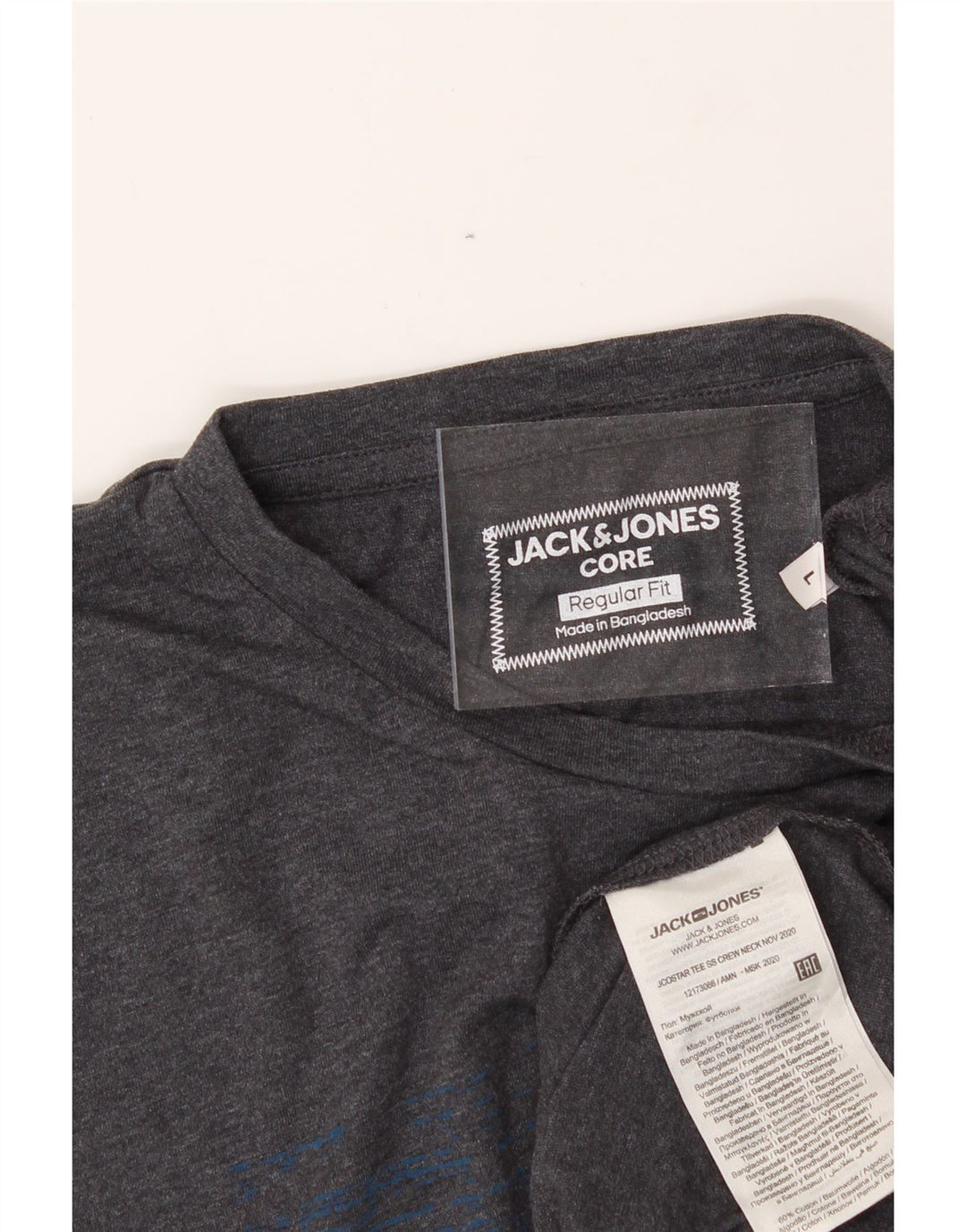 JACK & JONES Mens Regular Fit Graphic T-Shirt Top Large Grey Cotton Vintage Jack & Jones and Second-Hand Jack & Jones from Messina Hembry 