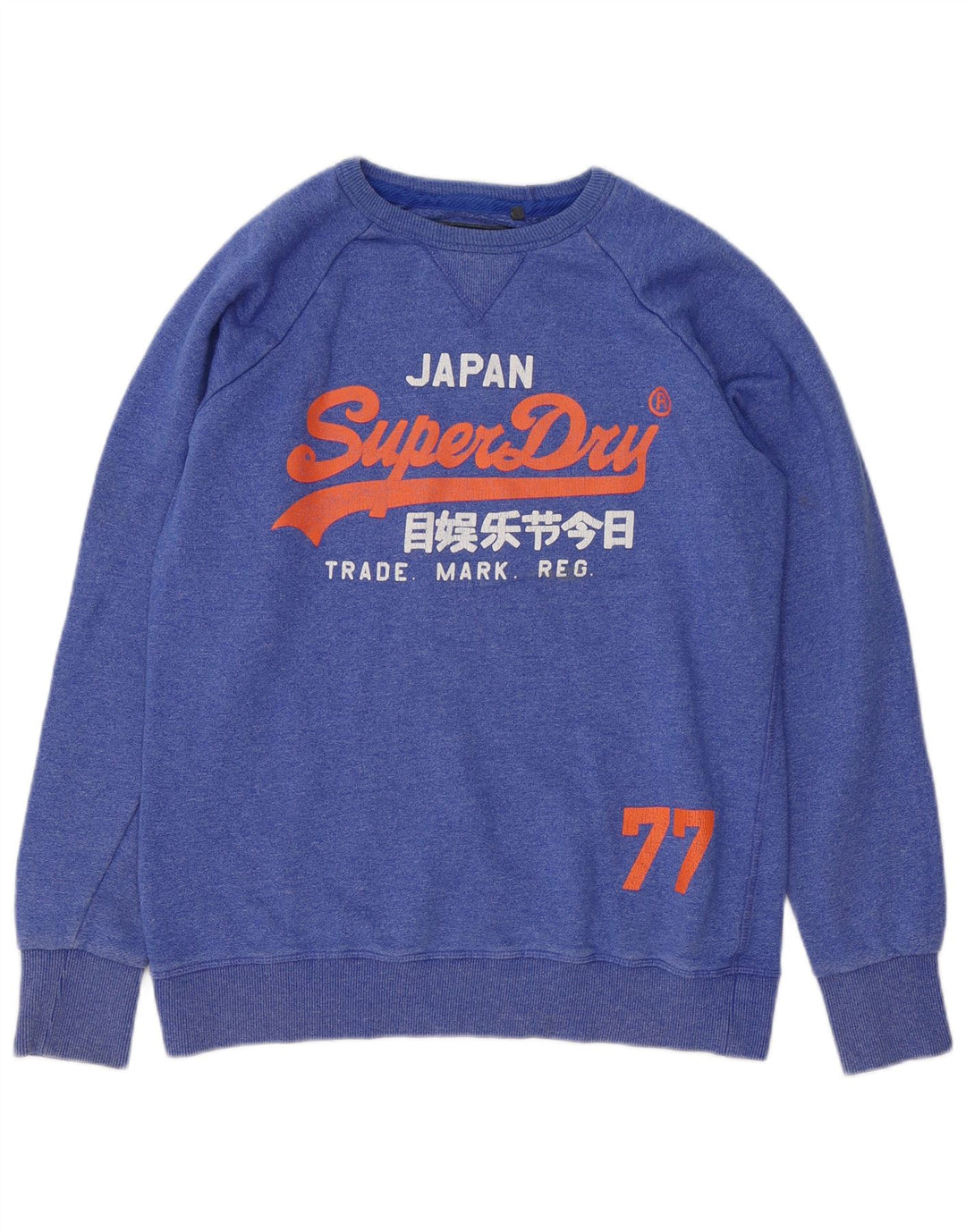 Męski sweter z grafiką Superdry, duży, niebieski, bawełniany