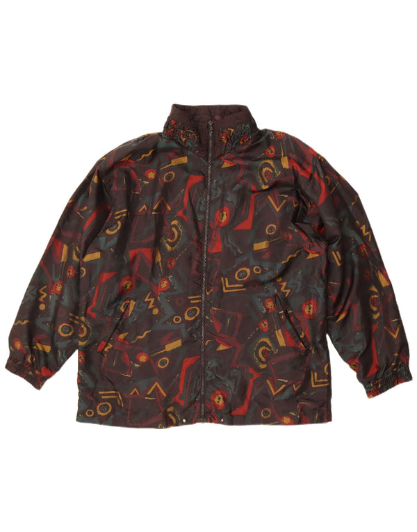 Damska kurtka bomberka Lavon z abstrakcyjnym wzorem UK 16, duża, czarna nylonowa