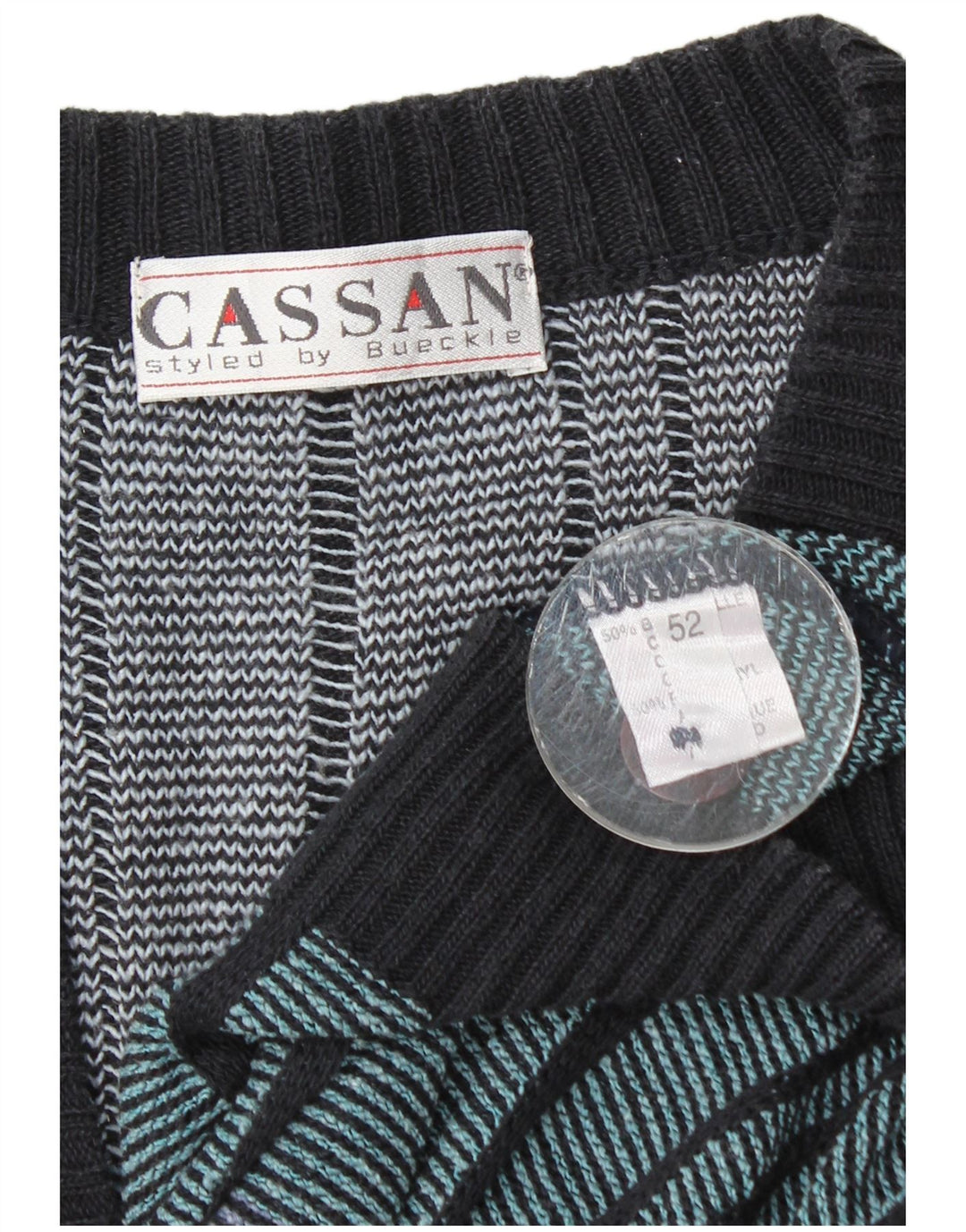 Męski sweter rozpinany Cassan IT 52, duża, wielobarwna bawełna w paski