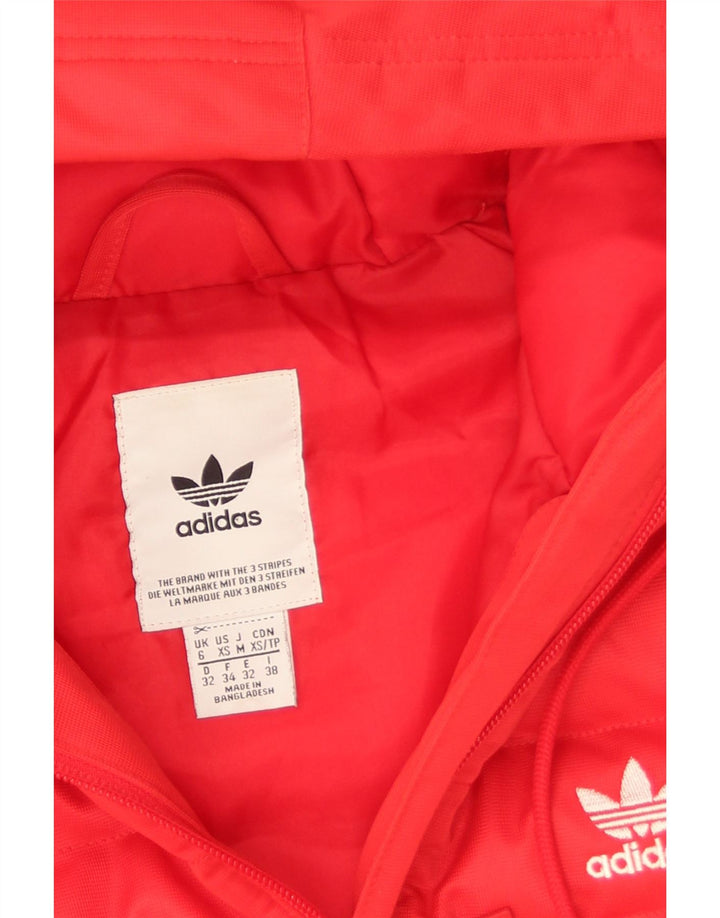 Damska wyściełana kurtka z kapturem Adidas UK 6 XS Czerwony poliester