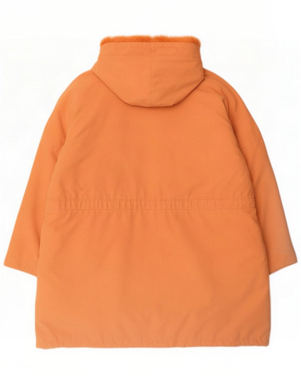 Vintage damska kurtka parka oversize z kapturem UK 22 3XL Pomarańczowa