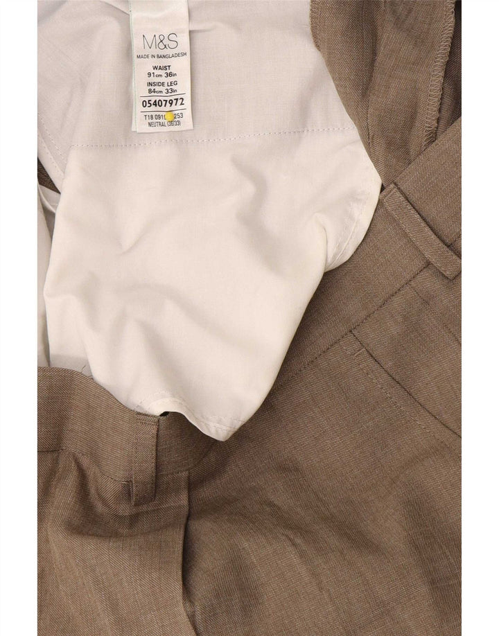 Marks & Spencer Męskie spodnie garniturowe W36 L33 Beżowy poliester