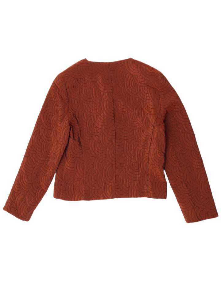 Vintage damska marynarka zapinana na 3 guziki UK 14 Średni brązowy geometryczny octan