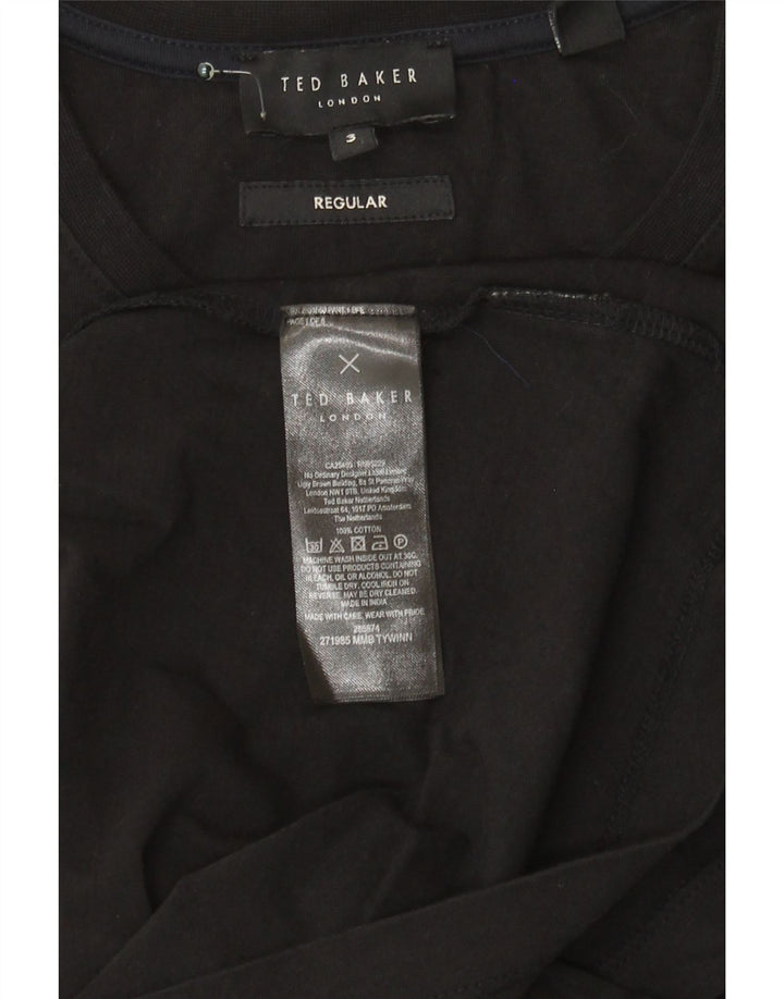 Ted Baker Męski T-shirt o regularnym kroju, rozmiar 3, średni czarny, bawełniany