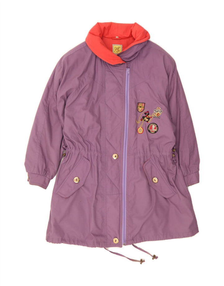 SCHERER Womens Loose Fit Graphic Windbreaker Coat UK 12 Medium Purple Vintage Scherer and Second-Hand Scherer from Messina Hembry 