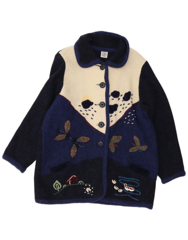 Sweter damski w stylu vintage, UK 16, duży, granatowy, z blokami kolorów. Nowość