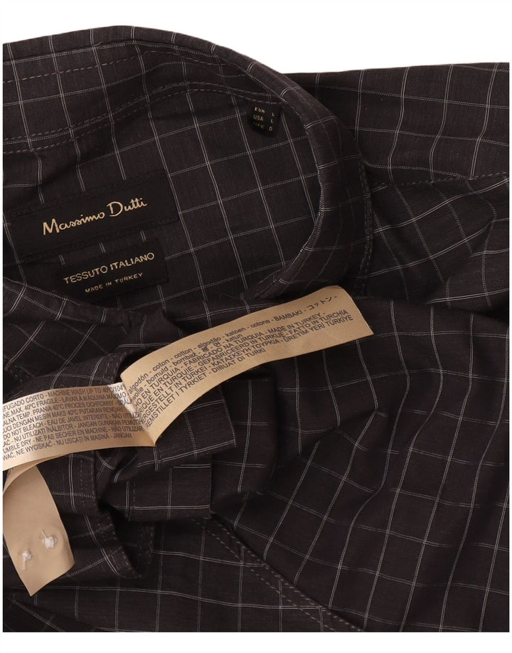 Koszula męska Massimo Dutti, duża, bawełniana, szara krata