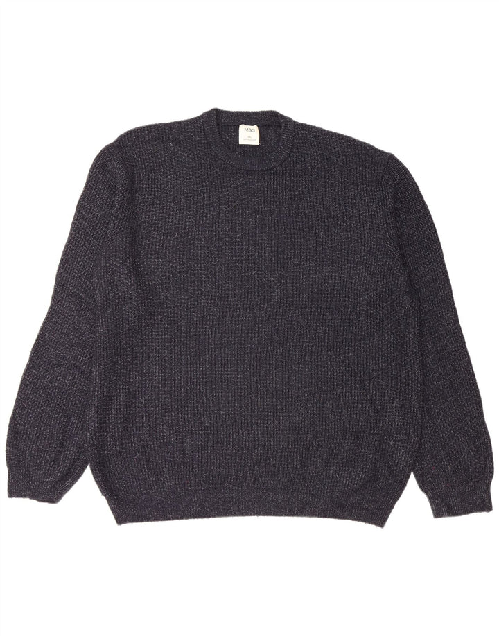 Marks & Spencer Męski sweter z okrągłym dekoltem 2XL, granatowy, nakrapiany