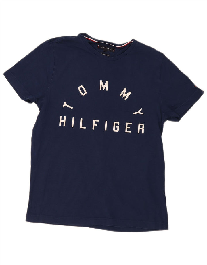 Damska koszulka graficzna Tommy Hilfiger Top UK 14, średnia, granatowa bawełna