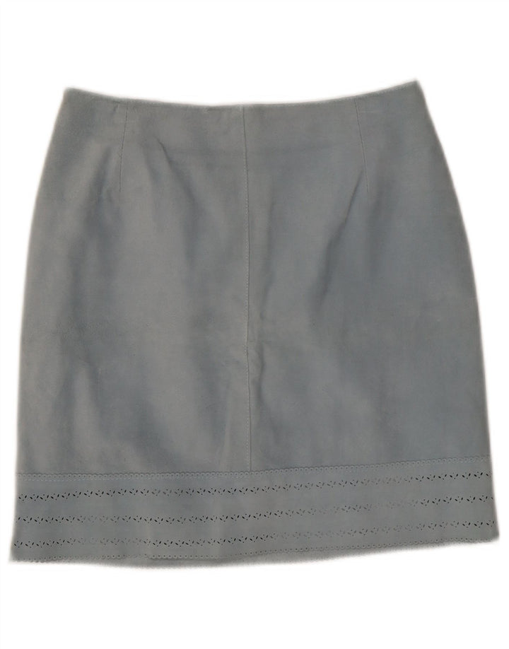 Vintage damska skórzana spódnica IT 42 Medium W27 niebieska skóra