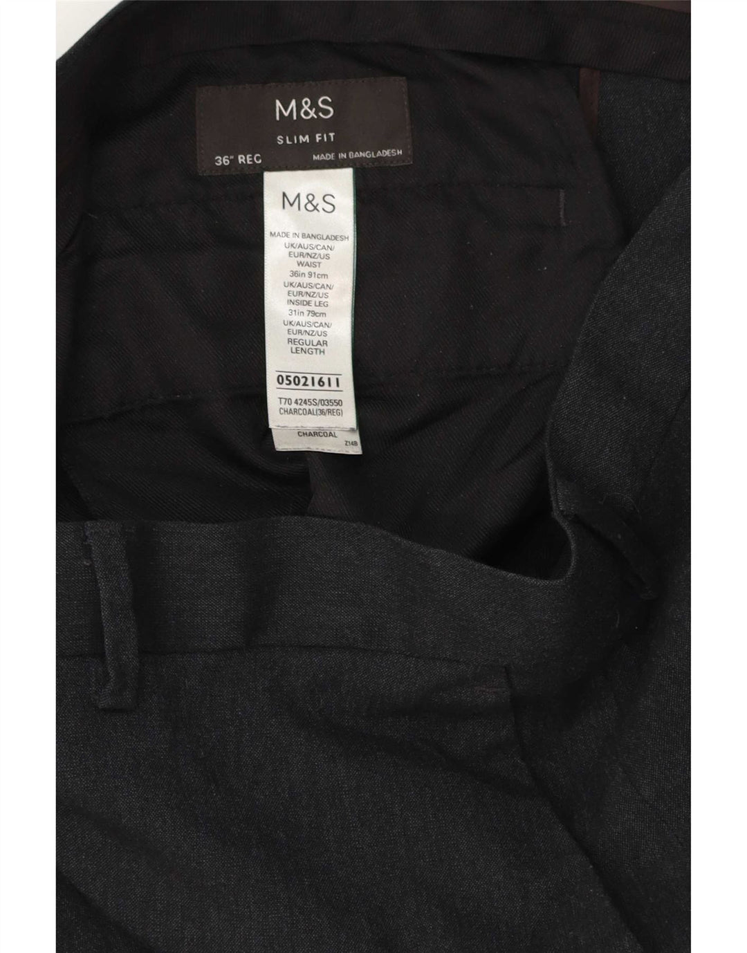 Marks & Spencer Męskie spodnie garniturowe slim fit W36 L31 Szary poliester