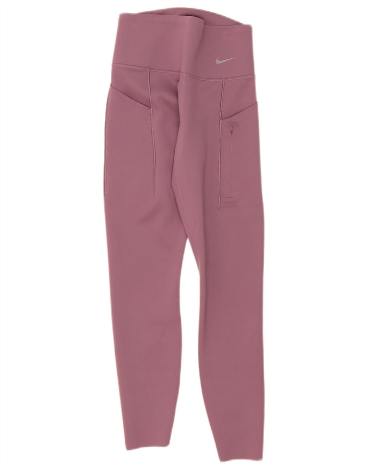 Damskie legginsy Nike Dri Fit UK 8, małe, różowe, nylonowe