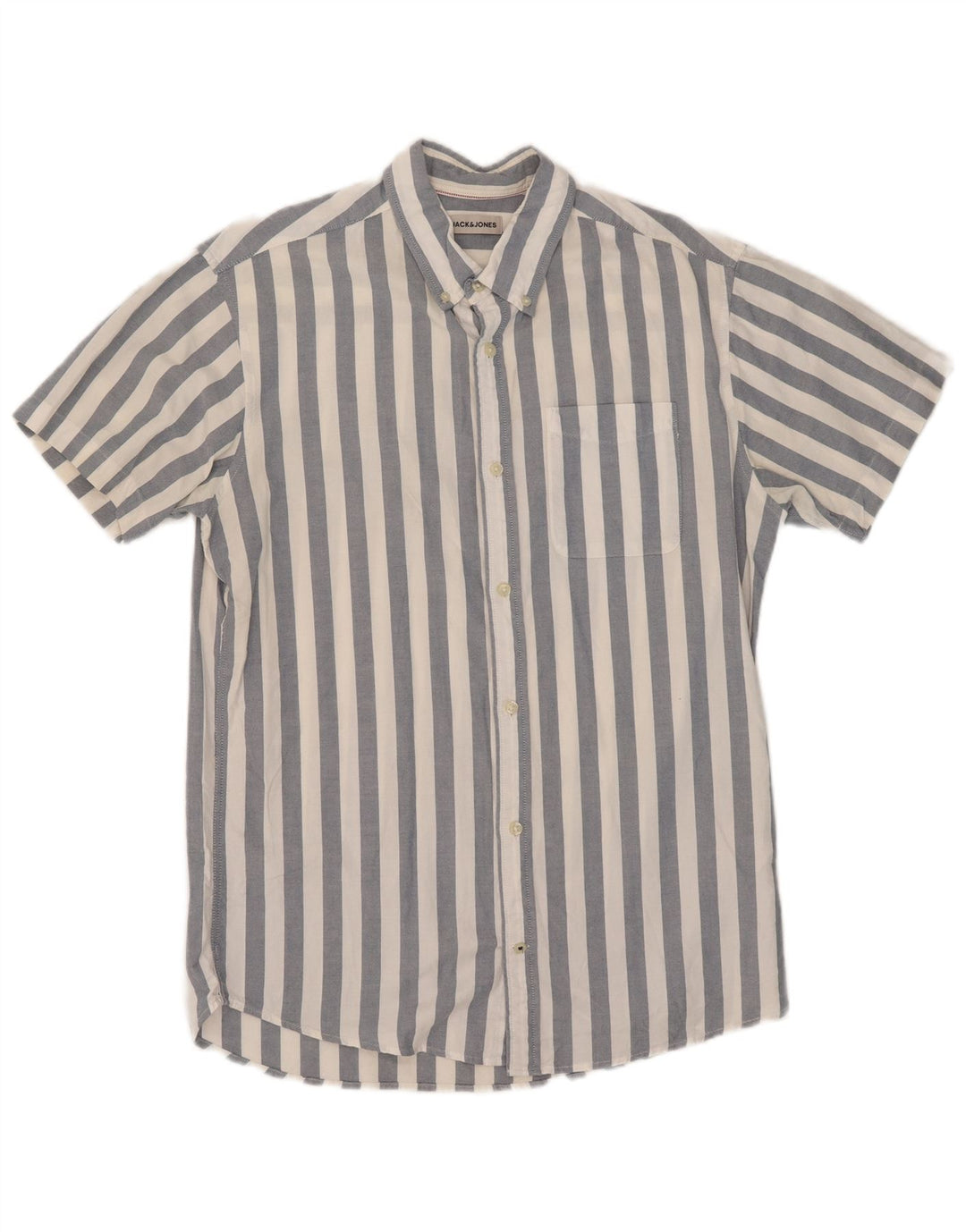 Koszula męska z krótkim rękawem Jack & Jones, bawełniana w średnie niebieskie paski