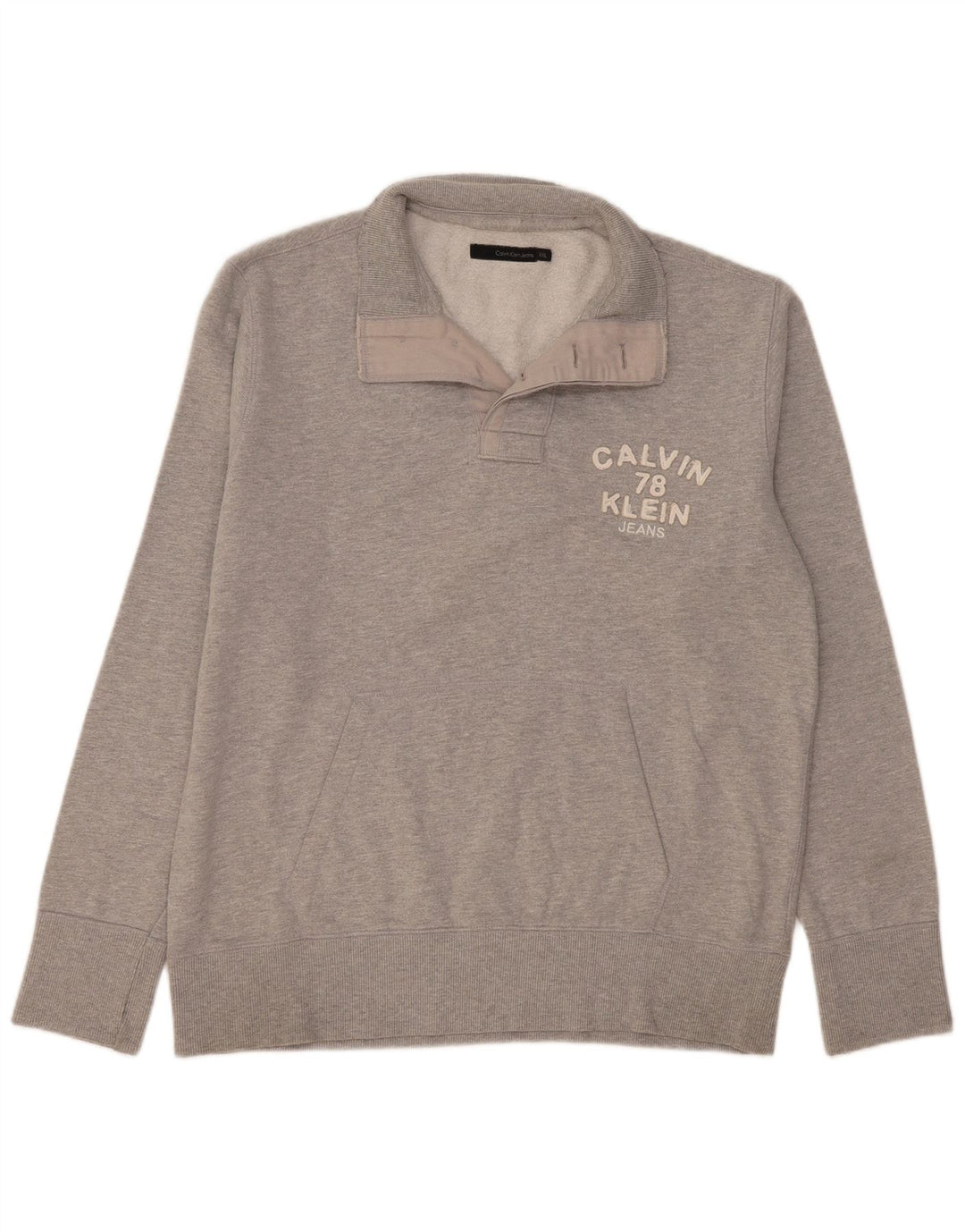 Męska bluza z kapturem i guzikami Calvin Klein Jeans, 2XL, szara