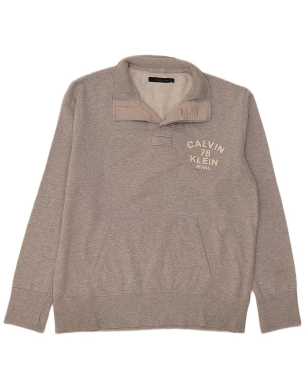 Męska bluza z kapturem i guzikami Calvin Klein Jeans, 2XL, szara