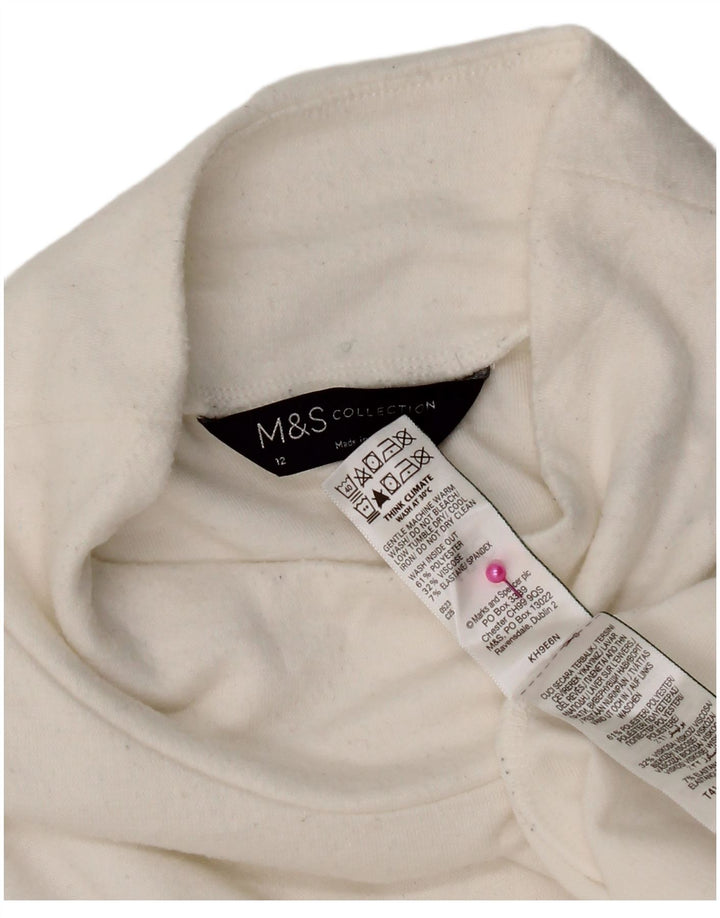 Marks & Spencer Damski top z długim rękawem, UK 12, średni biały poliester