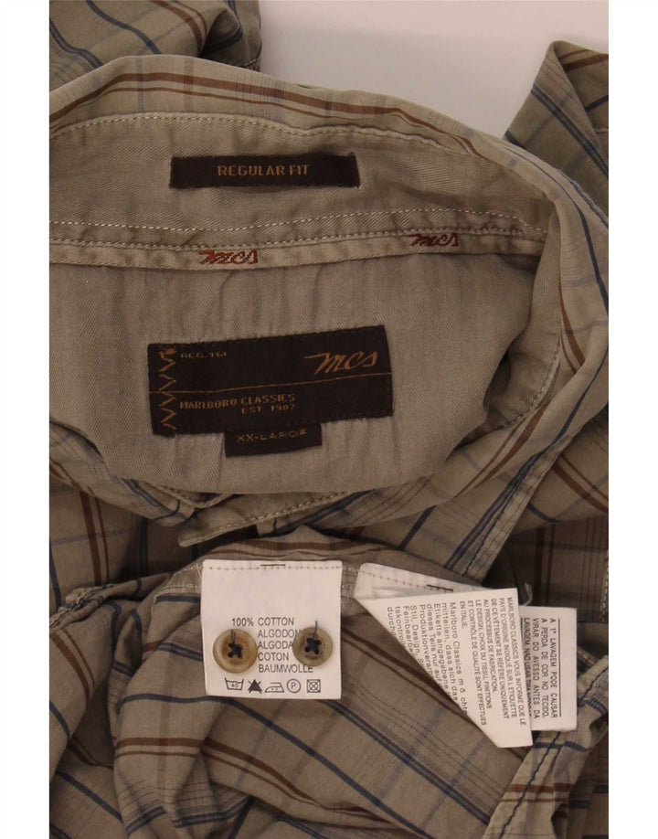 Męska koszula o regularnym kroju Marlboro Classics 2XL, bawełniana krata khaki