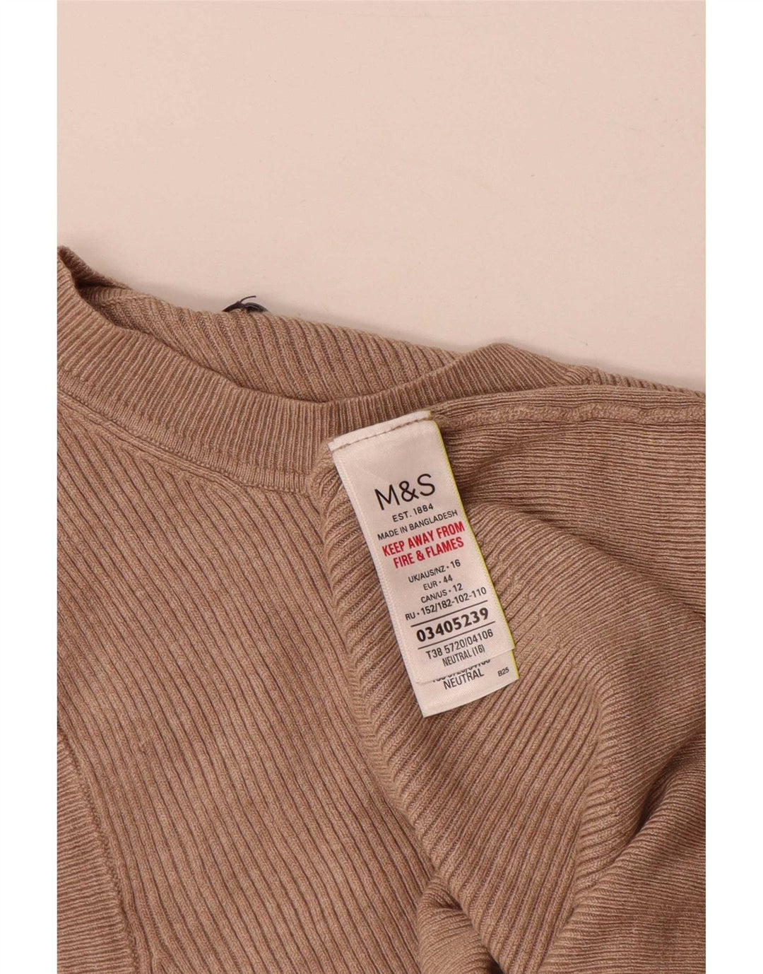 Marks & Spencer Damski podkoszulek z kamizelką UK 16, duży, brązowy, wiskoza