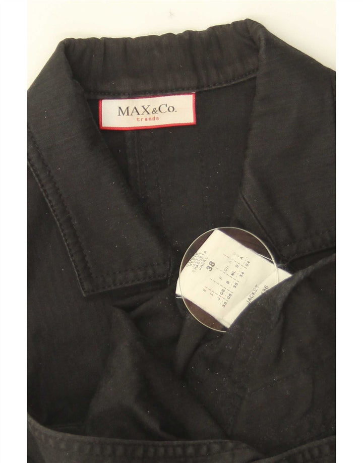 Max & Co. Damska marynarka zapinana na 2 guziki, rękaw 3/4, UK 6 XS, czarna bawełna