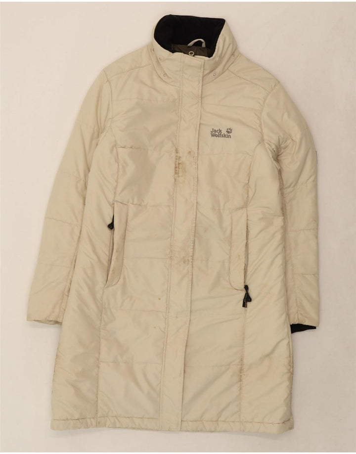 JACK WOLFSKIN Womens Padded Coat UK 12/14 Medium Beige Polyester Vintage Jack Wolfskin and Second-Hand Jack Wolfskin from Messina Hembry 