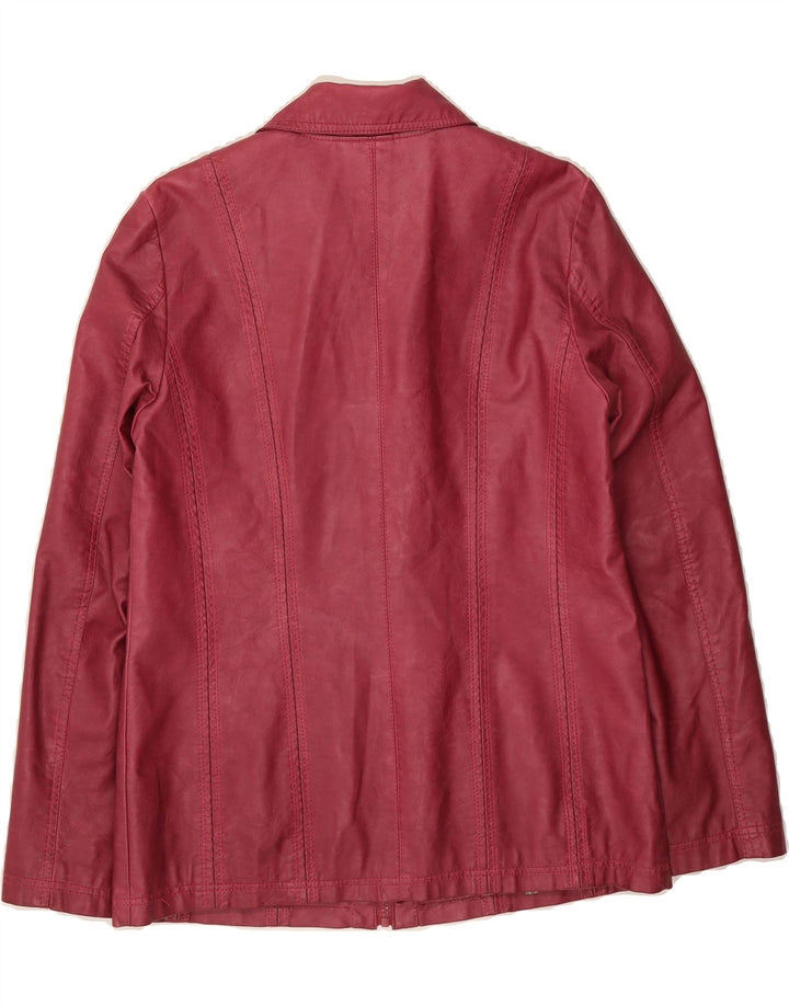 MAINPOL Womens Faux Leather Jacket UK 14 Medium Burgundy Polyurethane Vintage Mainpol and Second-Hand Mainpol from Messina Hembry 