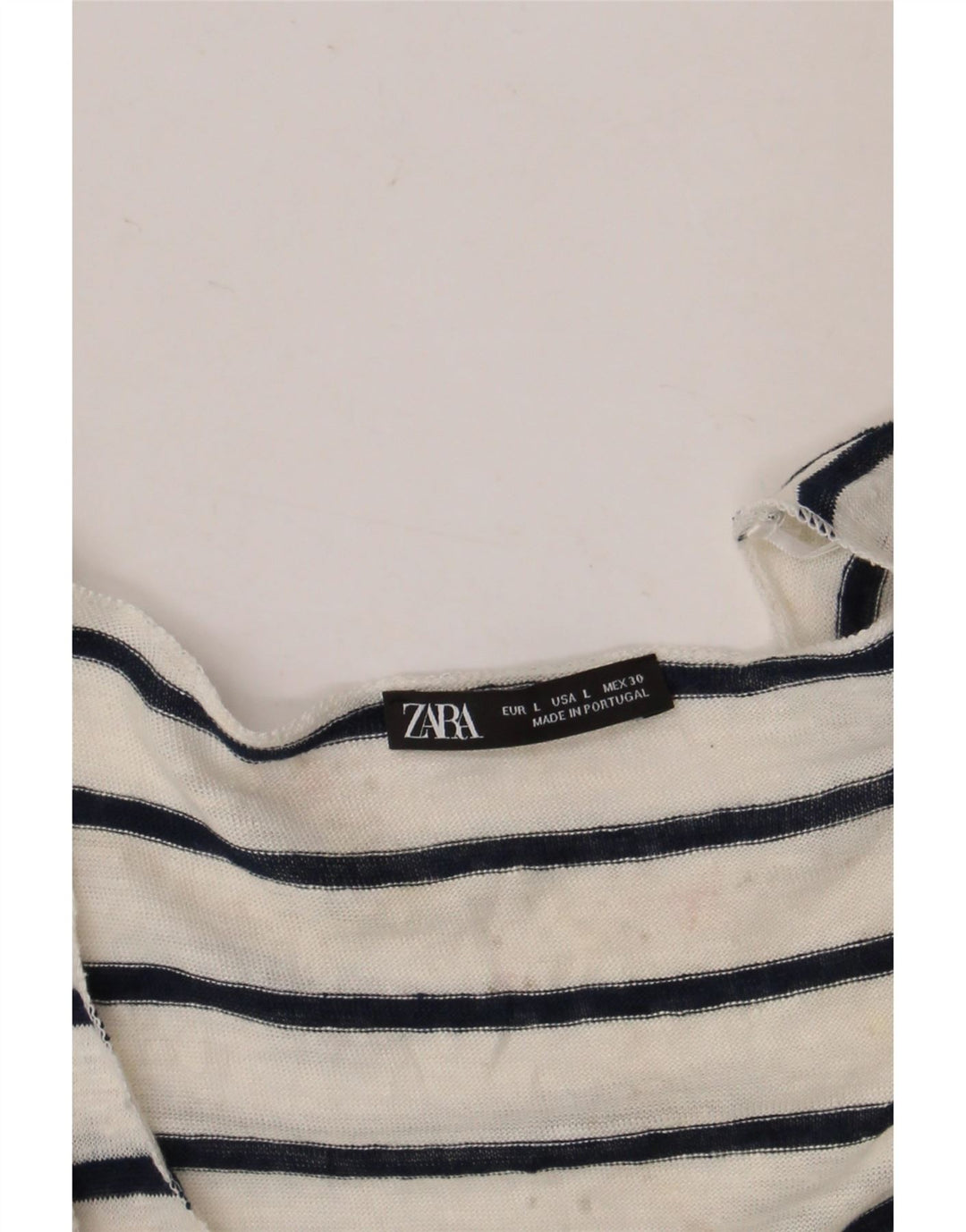 T-shirt damski Zara Top UK 14 w duże białe paski