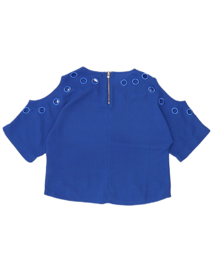 KAREN MILLEN Damska bluzka typu oversize, krótka, UK 10, mała niebieska, poliester