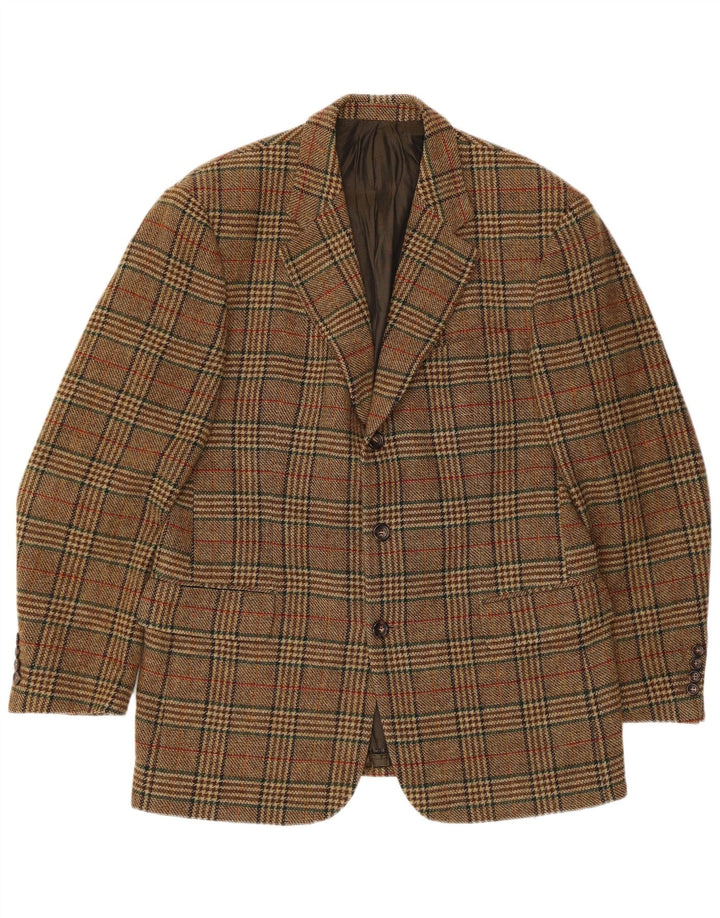 Męska marynarka zapinana na 3 guziki Hugo Boss EU 52 XL Beżowa kratka z dziewiczej wełny