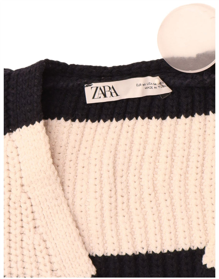 Damski podkoszulek Zara z kamizelką UK 14, średni, złamany, biały poliester w paski