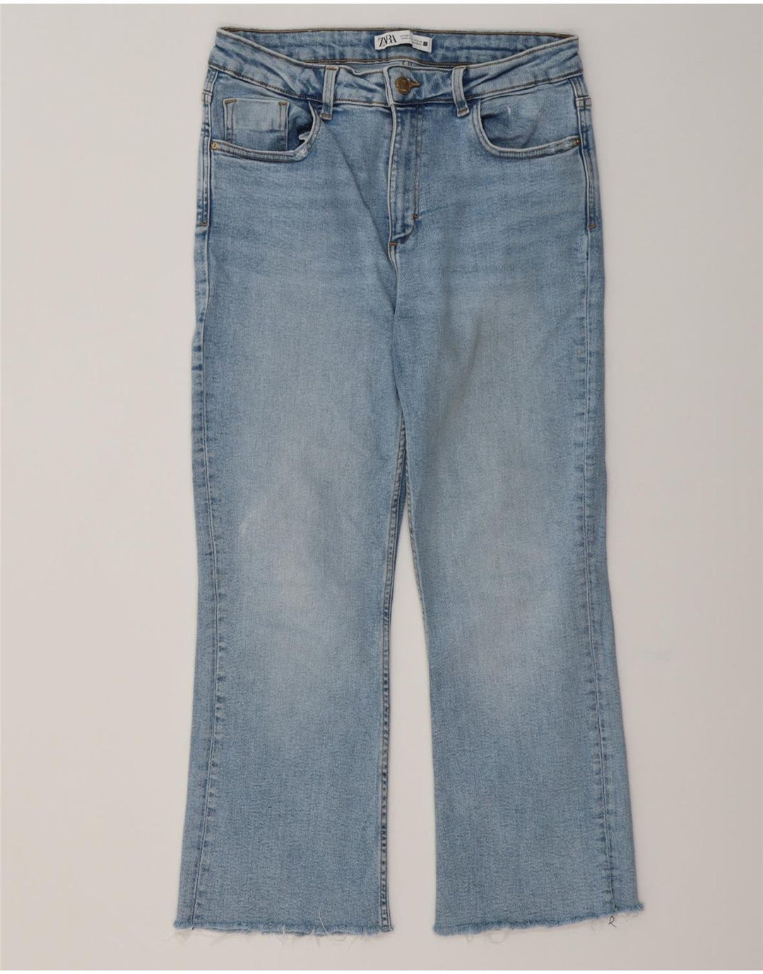 Damskie jeansy ZARA Crop Bootcut EU 40 Medium W30 L25 Niebieskie bawełniane