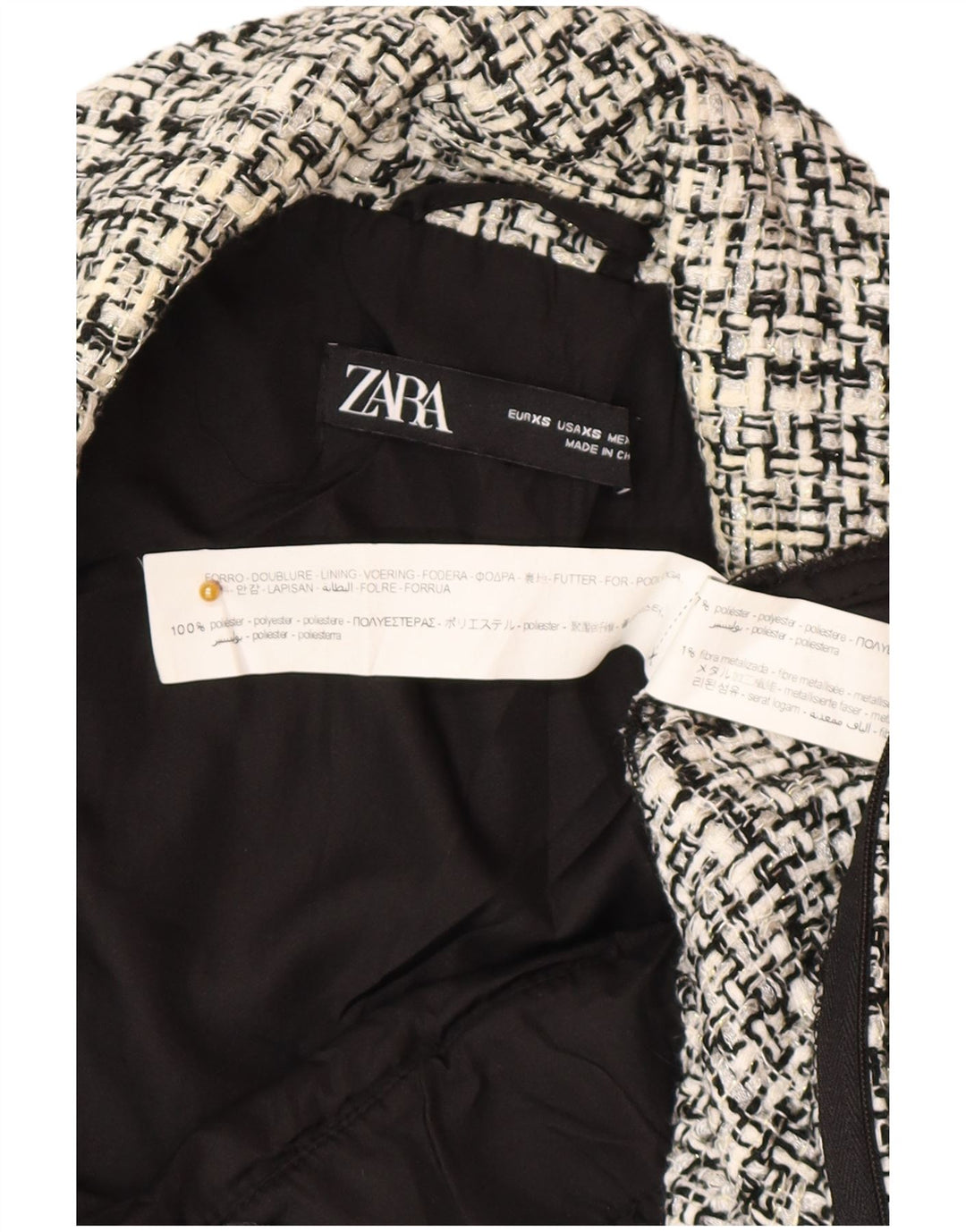 Damski kombinezon bez rękawów Zara UK 6 XS, szary poliester w kratę