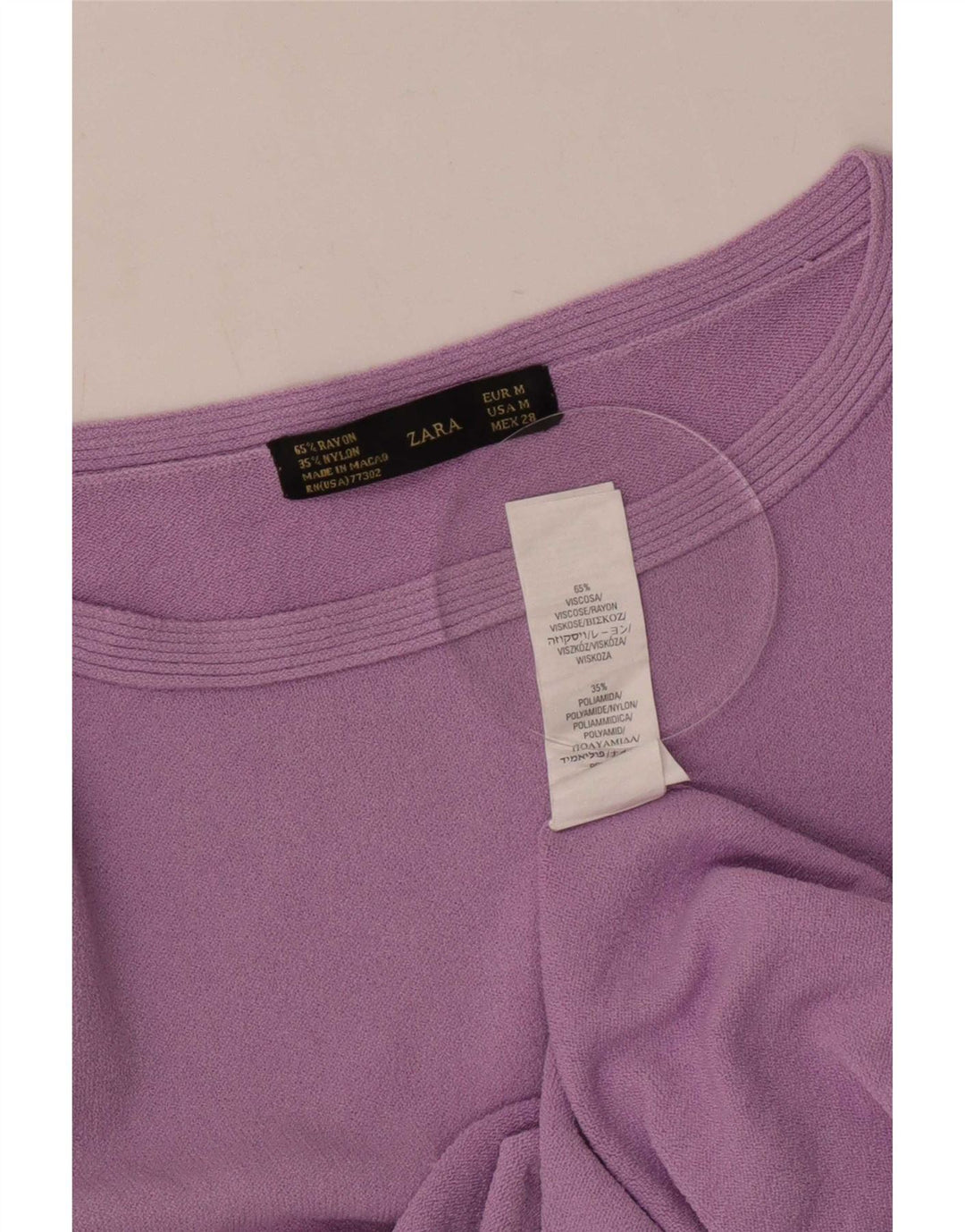 Damski top Zara z rękawem 3/4 UK 12, średni fiolet, wiskoza