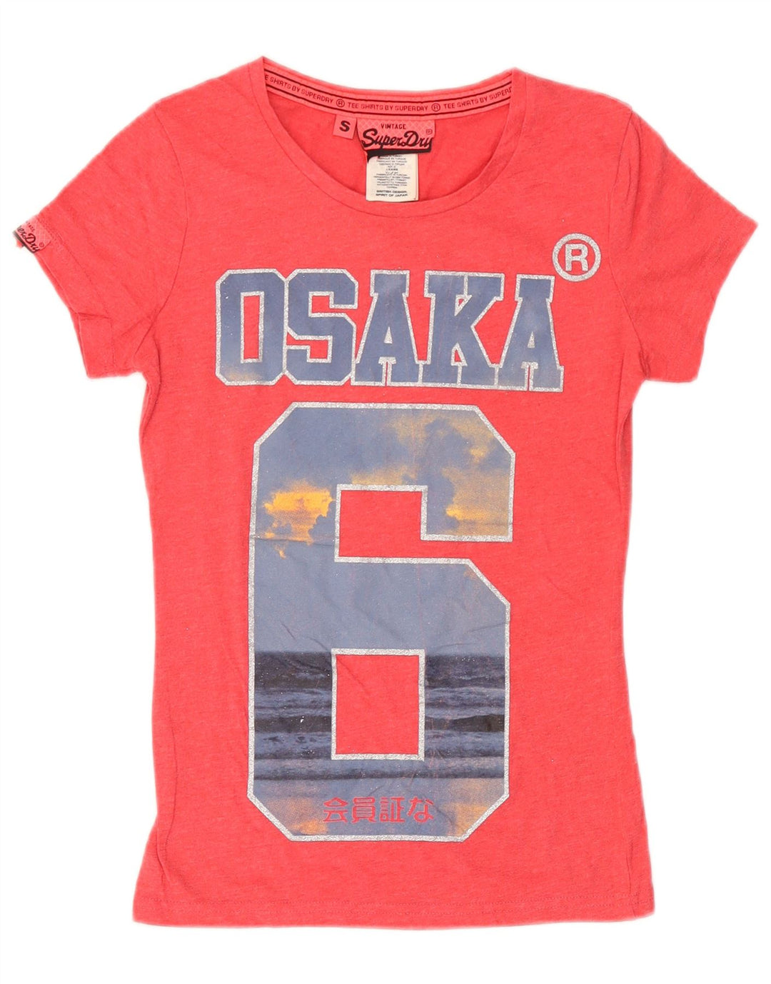 Damski T-shirt z grafiką Superdry Osaka Top UK 10, mały, różowy, bawełniany