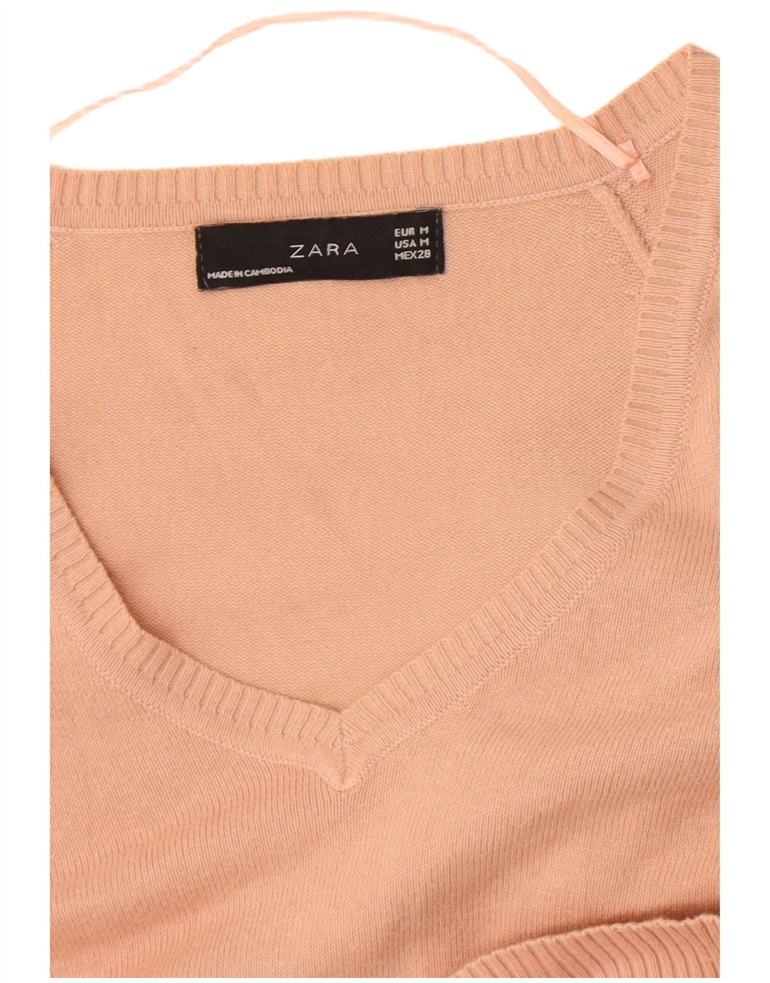 Damski sweter Zara z dekoltem w kształcie litery V, UK 12, średni róż