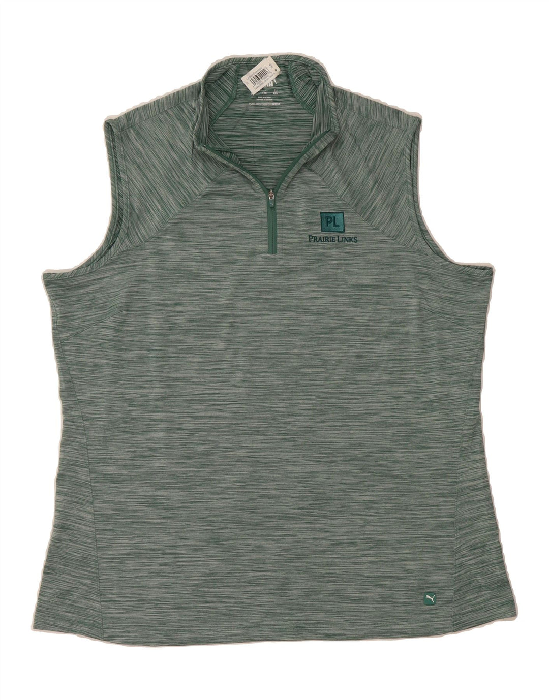 PUMA Womens Vest Top UK 20 2XL Green Pinstripe Polyester Vintage Puma and Second-Hand Puma from Messina Hembry 