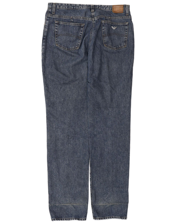 ARMANI Męskie proste dżinsy W33 L34 Niebieskie bawełniane