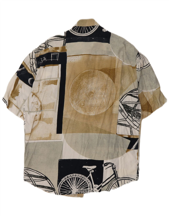Koszula męska z krótkim rękawem w stylu vintage, duża, wielobarwna, patchworkowa wiskoza