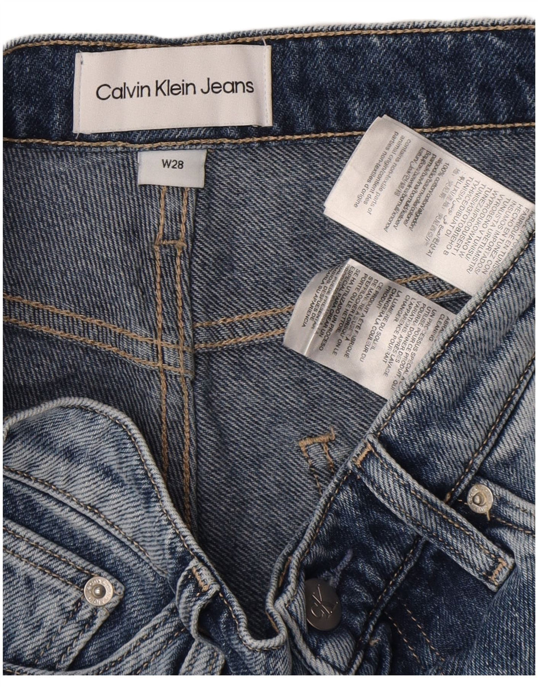 Damskie spodnie dżinsowe Calvin Klein w trudnej sytuacji W28 Średni niebieski bawełniany