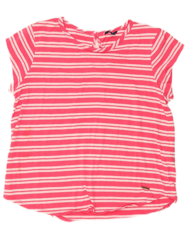 T-shirt damski Nautica Top UK 12 Średnioróżowy bawełniany w paski