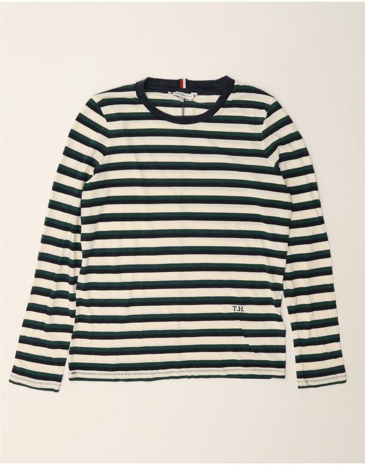 Męski top Tommy Hilfiger z długim rękawem i małym zielonym lyocellem w paski
