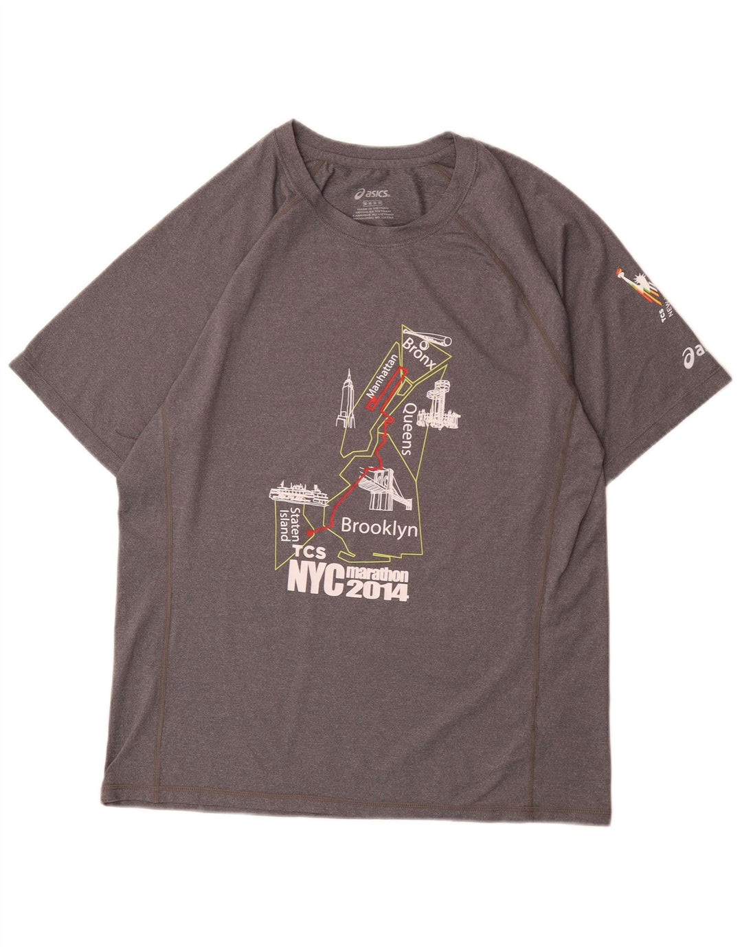 Męski T-shirt z grafiką Asics, średni szary, nakrapiany poliester