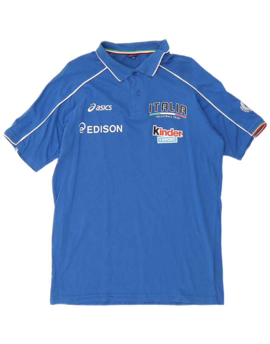 Męska koszulka polo Asics Italia z grafiką, 2XL, niebieska, bawełniana