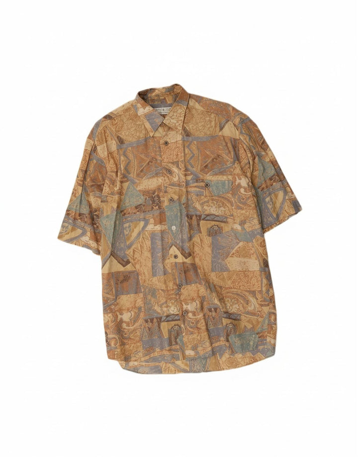 SEIDENSTICKER Mens Short Sleeve Shirt Size 39 Medium Beige Floral