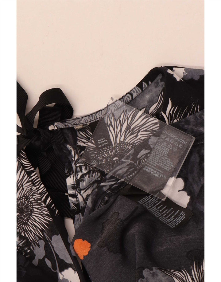 Damska bluzka oversize Topshop UK 6 XS, czarna w kwiaty, poliester