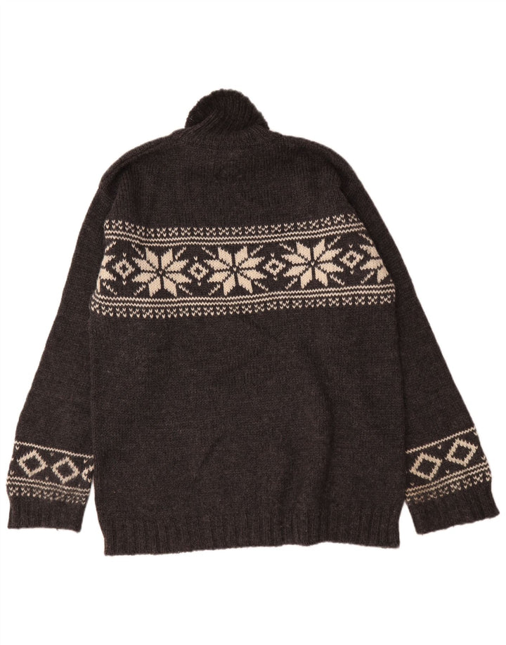 Męski sweter z golfem LOG. Średni szary, wełniany Fair Isle