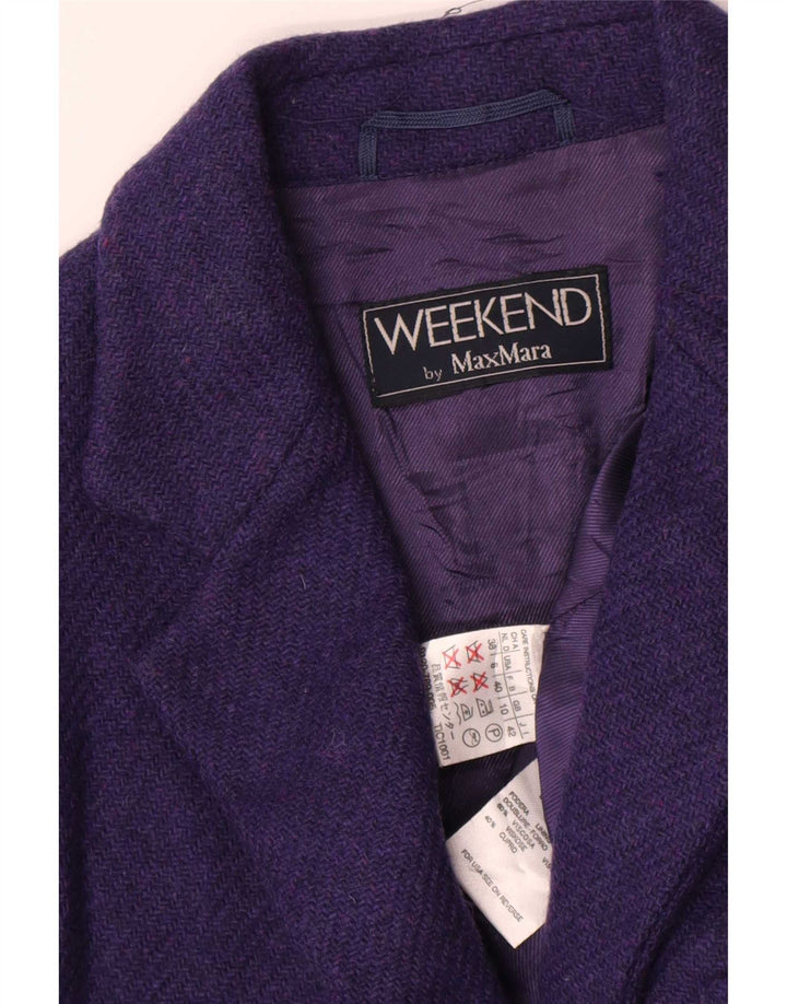Max Mara Damska marynarka weekendowa zapinana na 3 guziki, oversize UK 10, mała fioletowa