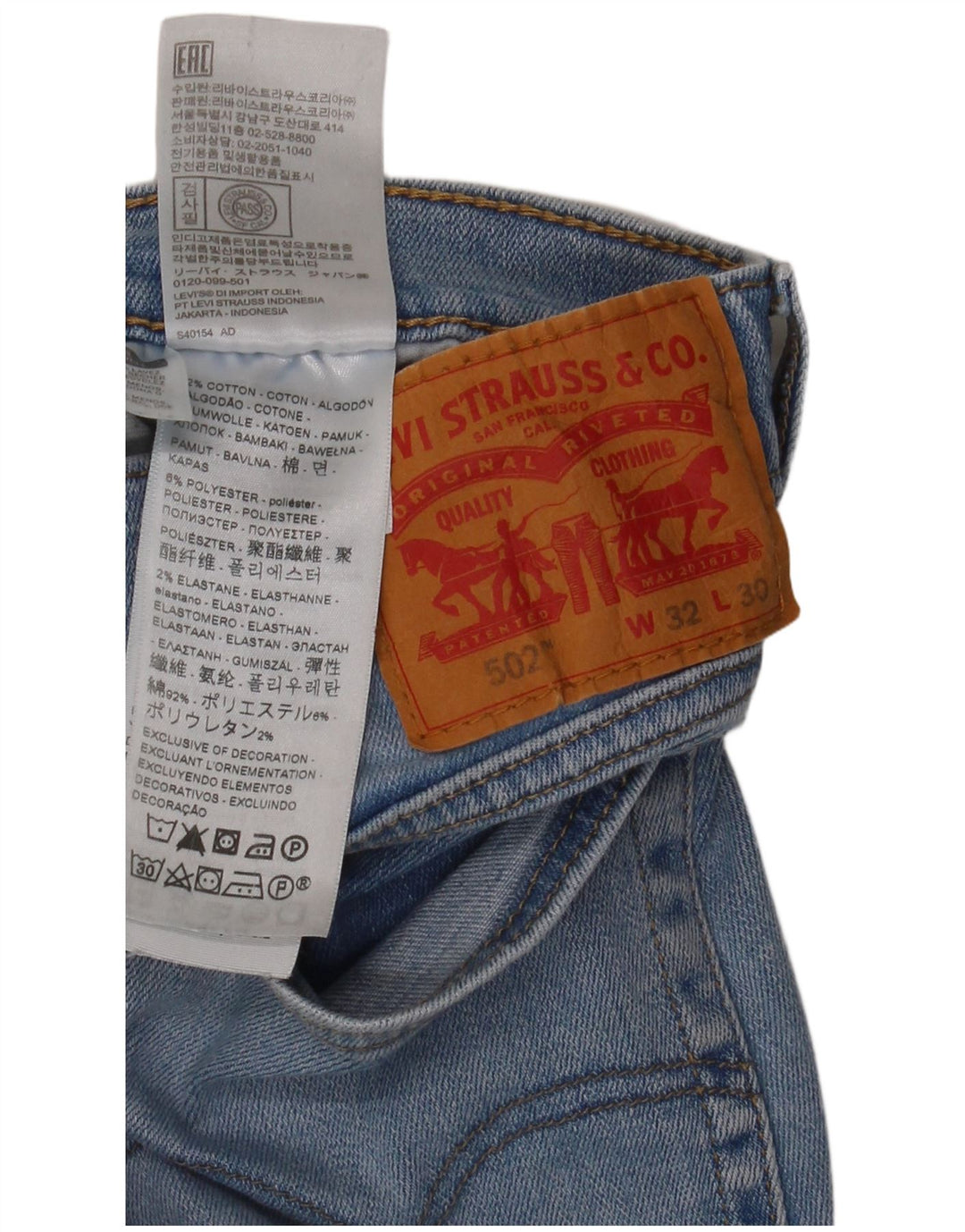 Męskie jeansy Levi's 502 Tapered W32 L30 Niebieskie bawełniane