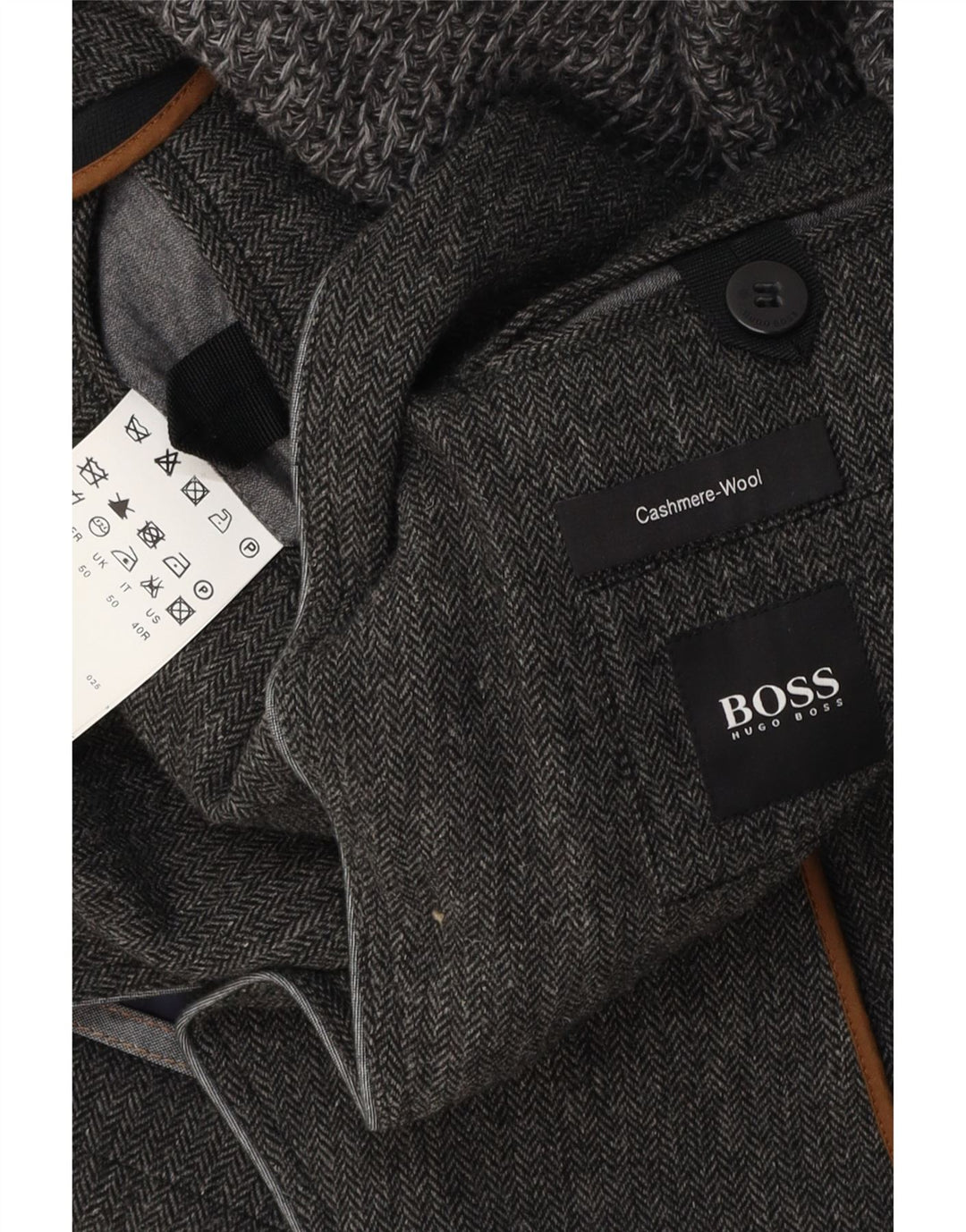 Męska marynarka zapinana na 3 guziki HUGO BOSS EU 50, duża, szara jodełka