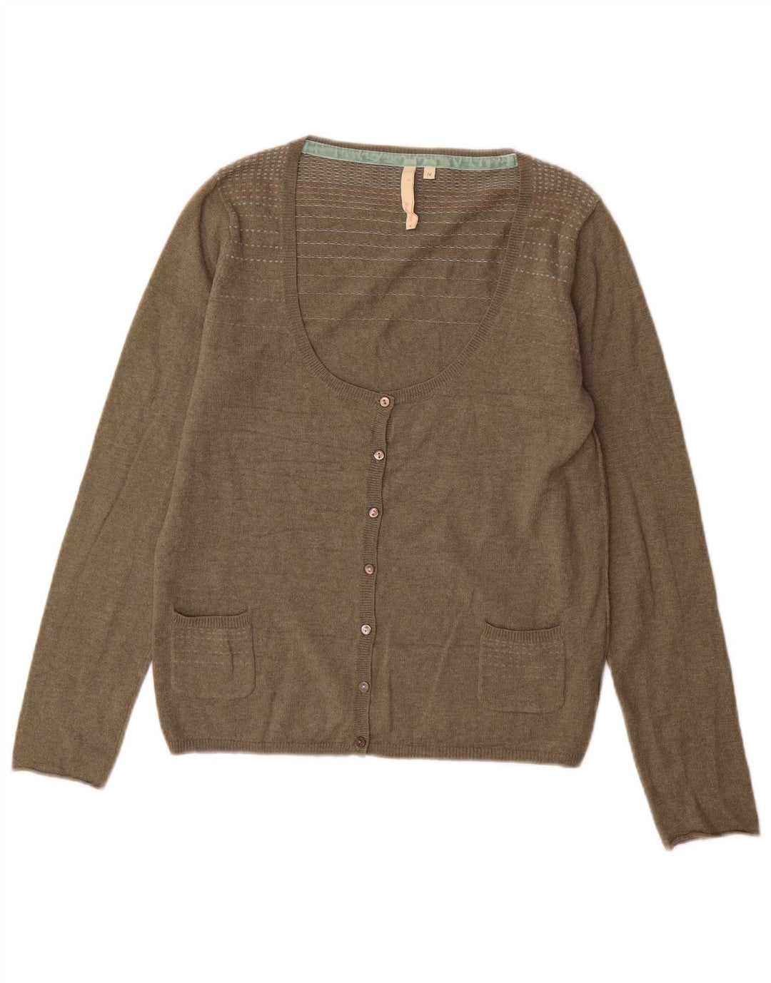 Damski sweter rozpinany White Stuff UK 16, duży, bawełniany khaki